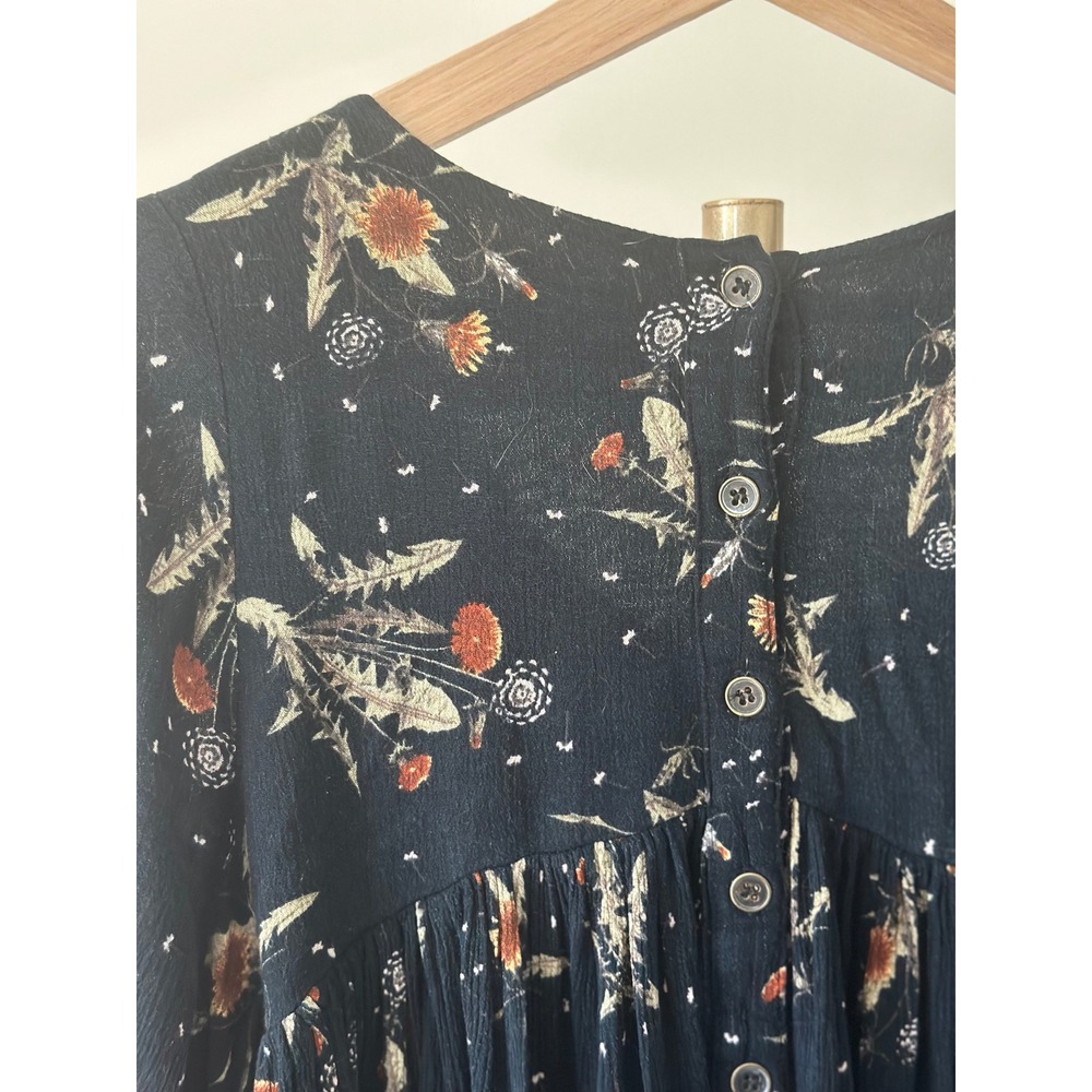 Holding Horses Anthropologie Floral Babydoll Blouse V-Neck Button Back Small - Picture 7 of 9